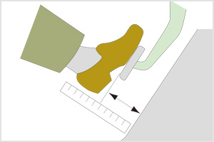 ブレーキペダルと床板のすきま
